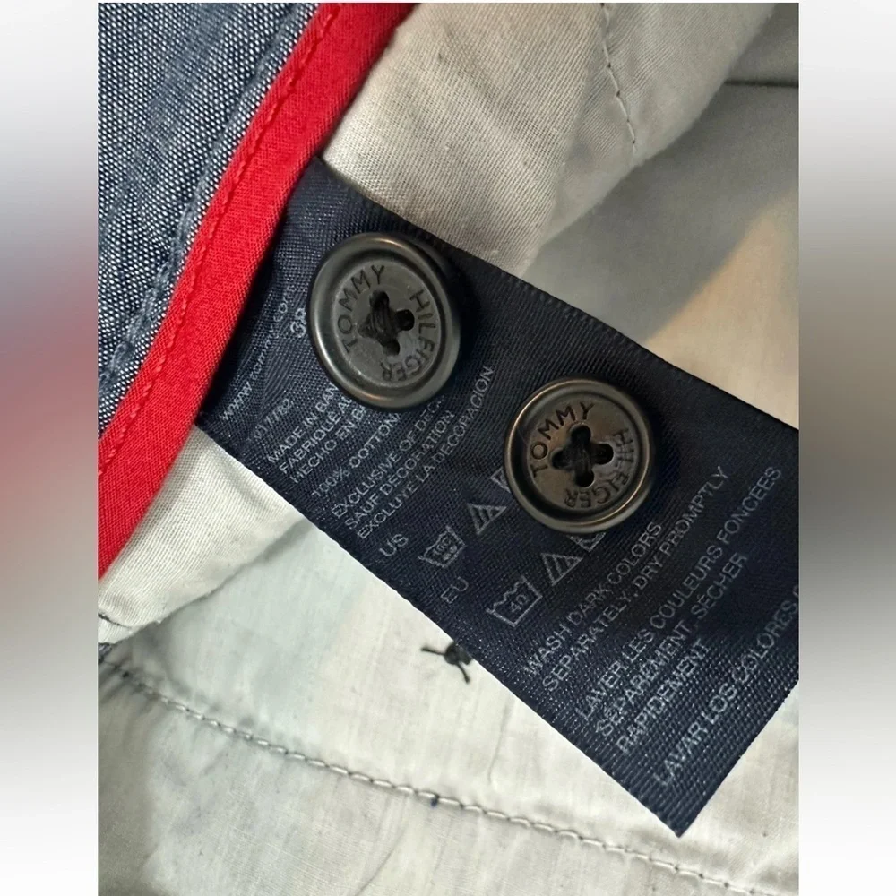 Tommy Hilfiger Men's Trouser Flat Front Size 38 Blue Striped Bermuda Shorts